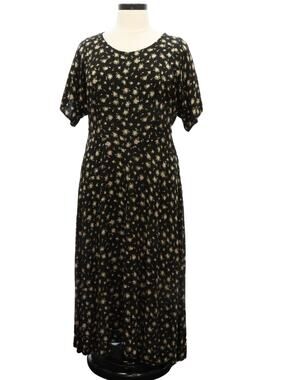 Vintage 90s Ulterior Motives Black Floral Rayon Maxi Dress Size 18